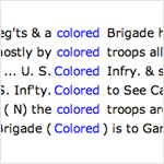 A list showing the context of the use of the word colored.